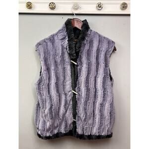 Wooly Bully Wear Colorado Vest Womens Medium Purple Gray Toggle Outdoors Fluffy